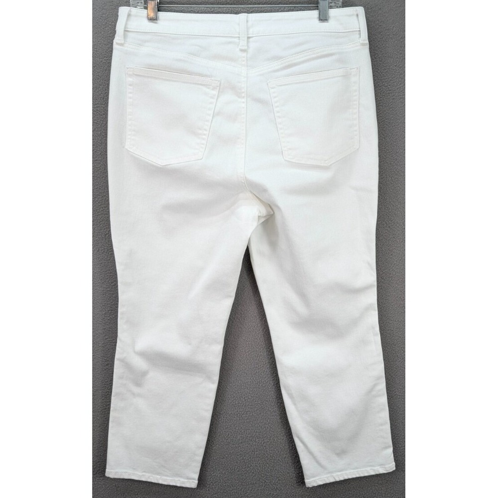 Talbots Flawless Women 12P Highwaist Straight Ankle White Black Trim Capri Pants - Picture 7 of 14